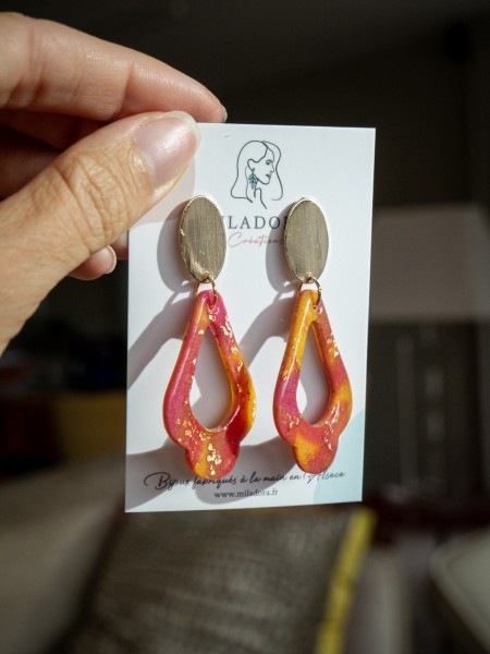 Boucles d'oreilles Kamala - Miladora Créations - Bijoux en argile polymère et acier inoxydable