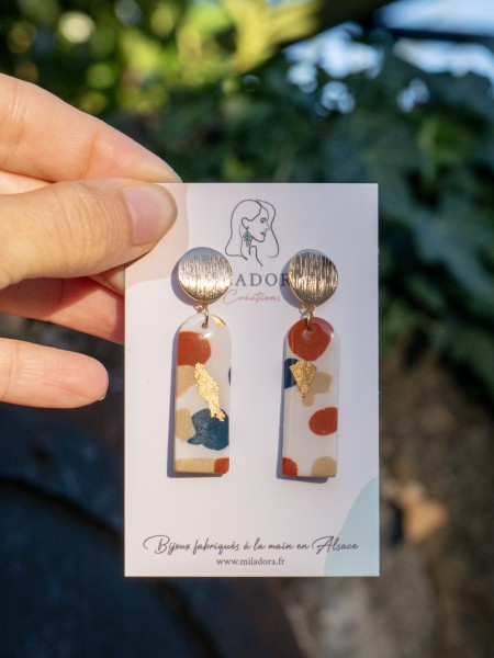 Boucles d'oreilles Isaline - Miladora Créations - Bijoux en argile polymère et acier inoxydable