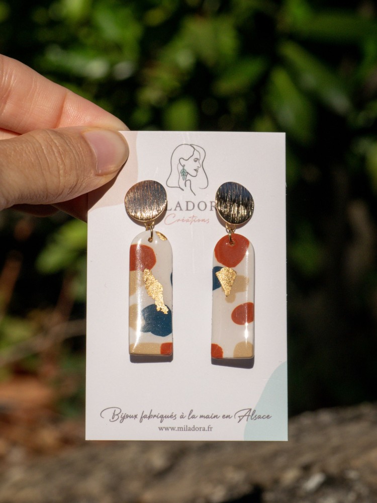 Boucles d'oreilles Isaline - Miladora Créations - Bijoux en argile polymère et acier inoxydable