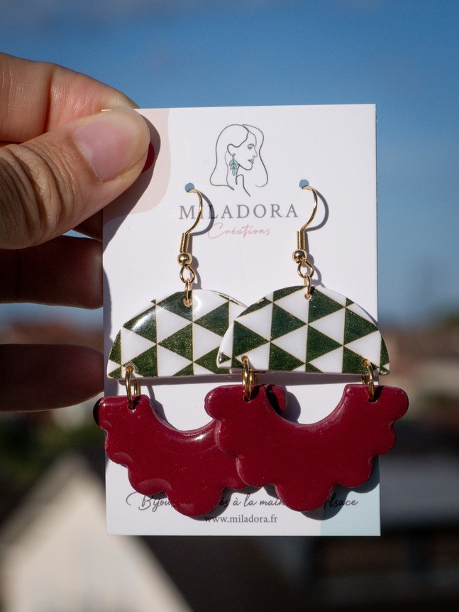 Boucles d'oreilles Oracles - Miladora Créations - Bijoux en argile polymère et acier inoxydable
