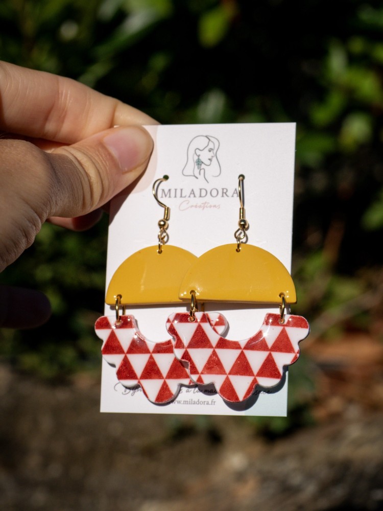 Boucles d'oreilles Oracles - Miladora Créations - Bijoux en argile polymère et acier inoxydable