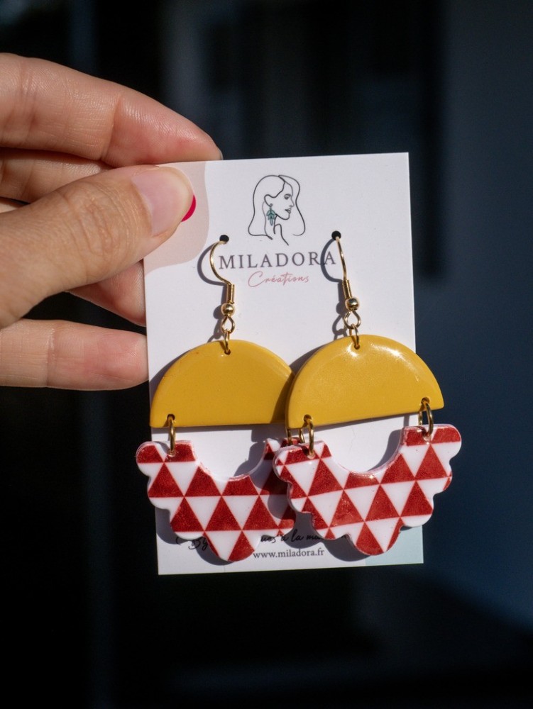 Boucles d'oreilles Oracles - Miladora Créations - Bijoux en argile polymère et acier inoxydable