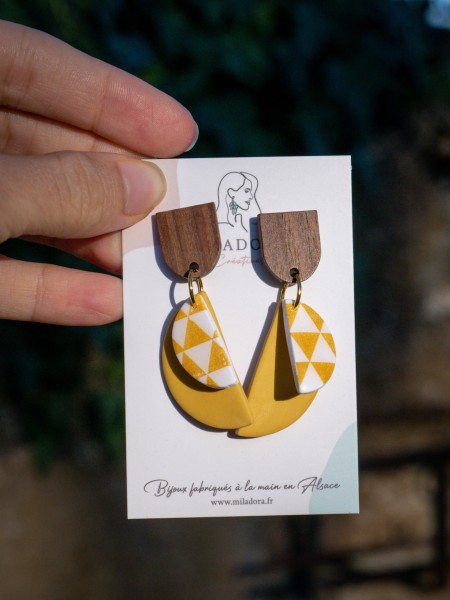 Boucles d'oreilles Eclipse - Miladora Créations - Bijoux en argile polymère et acier inoxydable