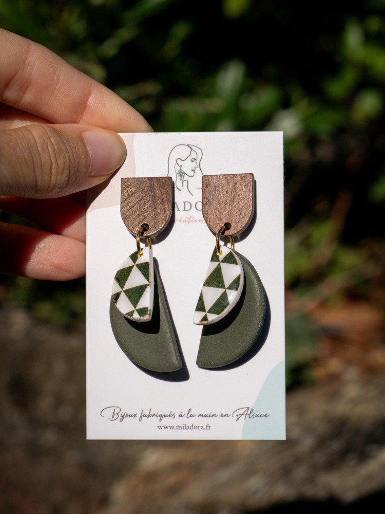 Boucles d'oreilles Eclipse - Miladora Créations - Bijoux en argile polymère et acier inoxydable