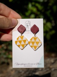 Boucles d'oreilles Amulette - Miladora Créations - Bijoux en argile polymère et acier inoxydable