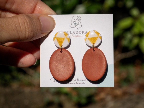 Boucles d'oreilles Lucioles - Miladora Créations - Bijoux en argile polymère et acier inoxydable