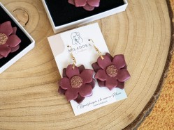 Boucles d'oreilles Fleurs de lune - Miladora Créations - Bijoux en argile polymère et acier inoxydable