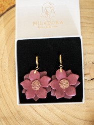 Boucles d'oreilles Fleurs de lune - Miladora Créations - Bijoux en argile polymère et acier inoxydable