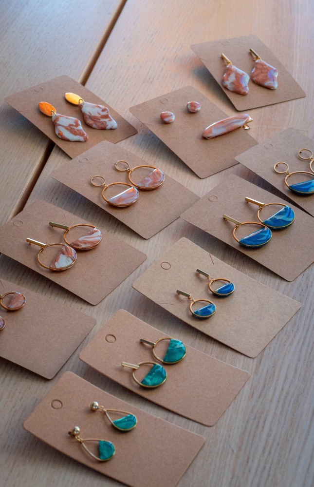 Boucles d'oreilles Louise vert & or - Miladora Créations