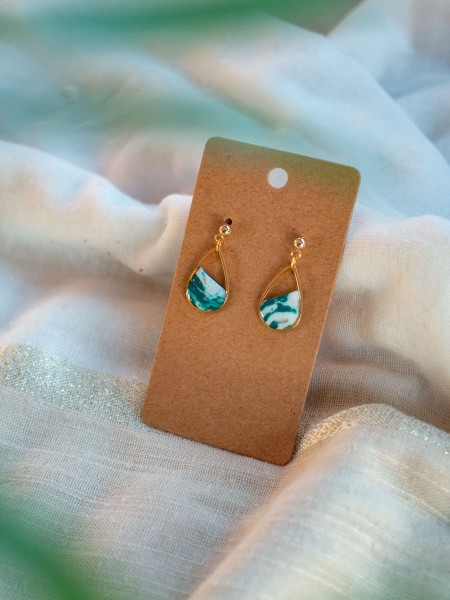 Boucles d'oreilles Louise vert & or - Miladora Créations