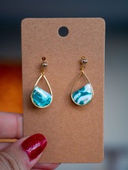 Boucles d'oreilles Louise vert & or - Miladora Créations