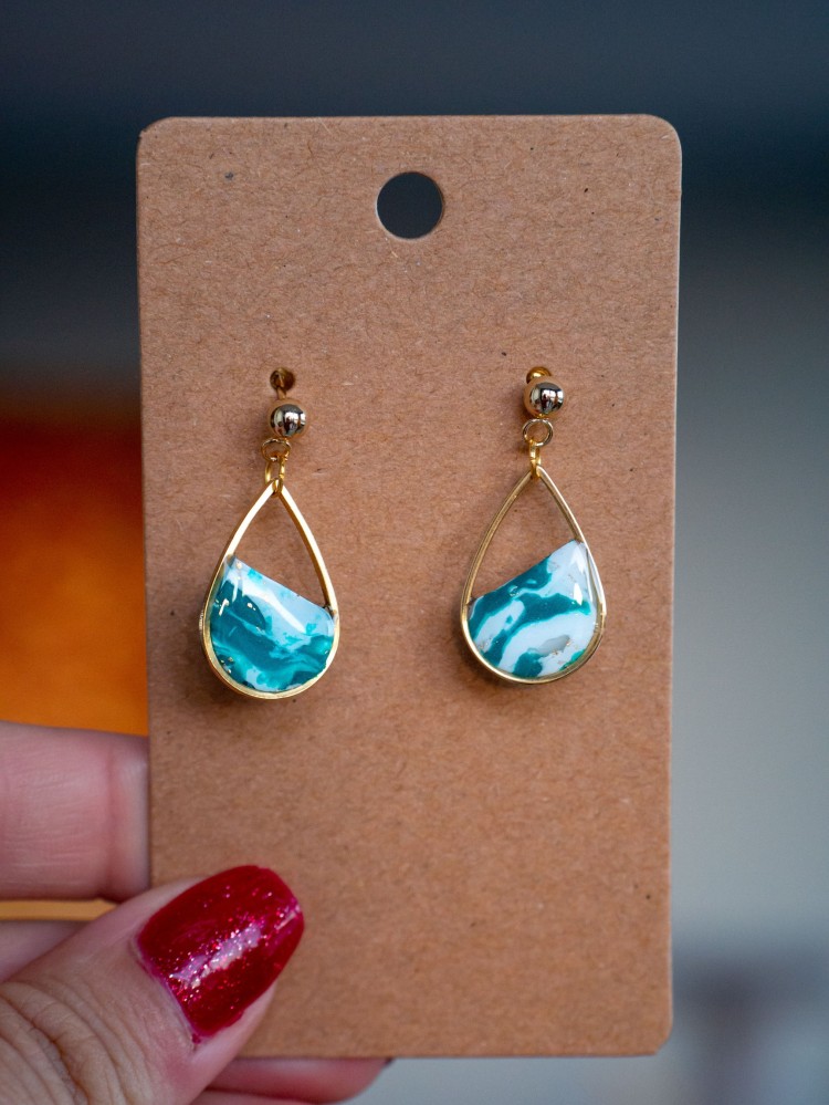 Boucles d'oreilles Louise vert & or - Miladora Créations