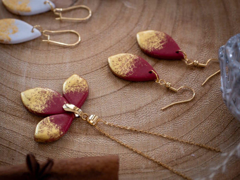 Boucles d'oreilles Calisson rouge - Miladora Créations