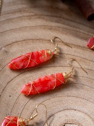 Boucles d'oreilles Précieuses Rouge et or - Miladora Créations