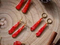 Boucles d'oreilles Précieuses Rouge et or - Miladora Créations