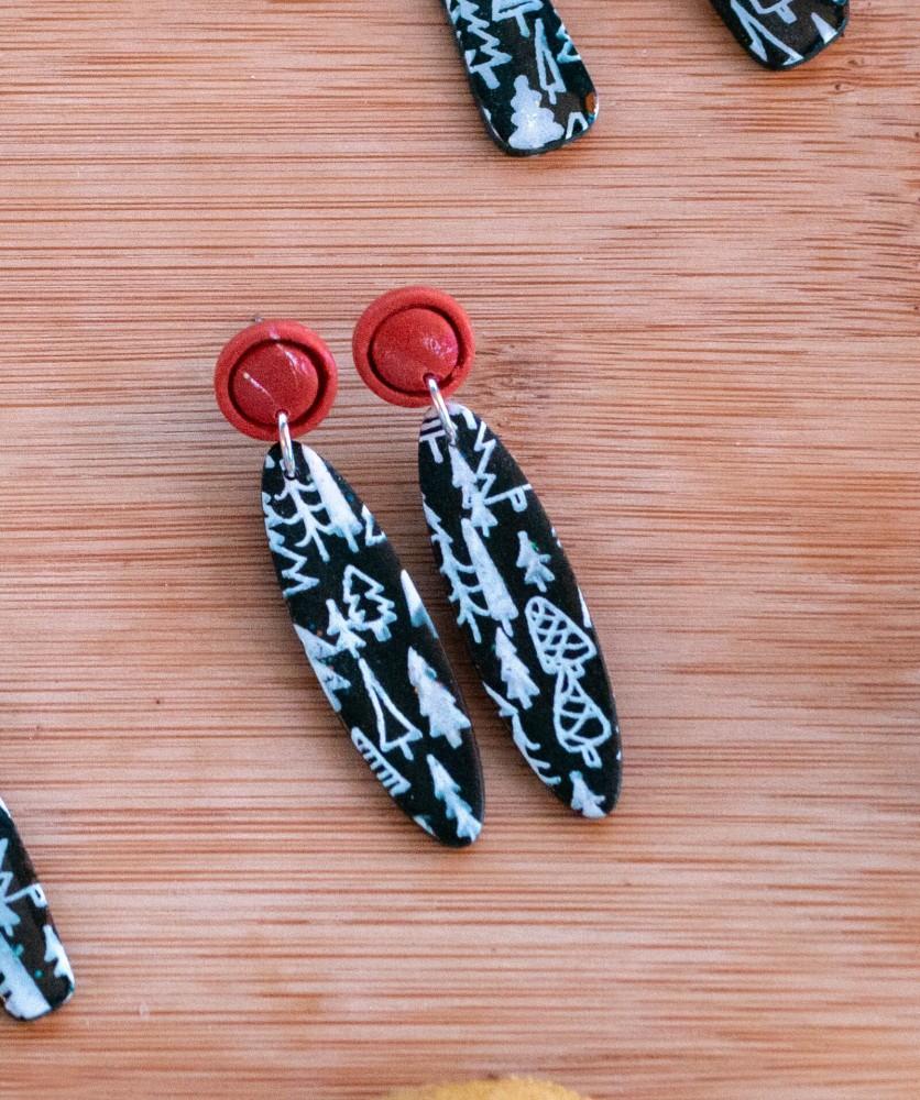 Boucles d'oreilles Noël Bruche - Miladora Créations