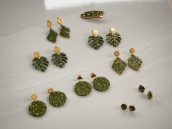 Boucles d'oreilles Monstera Jardin d'automne - Miladora Créations